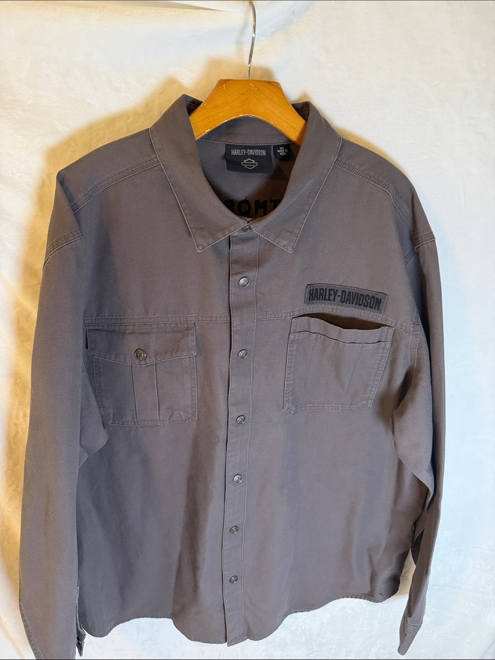 Harley-Davidson Brown Snap-Front Lightweight Shirt Jacket - Picture 2 of 7